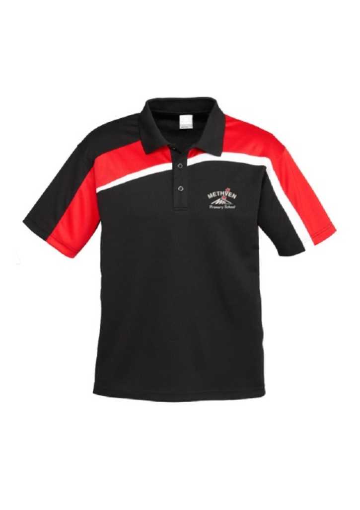 Methven Primary Polo Black/Red/White