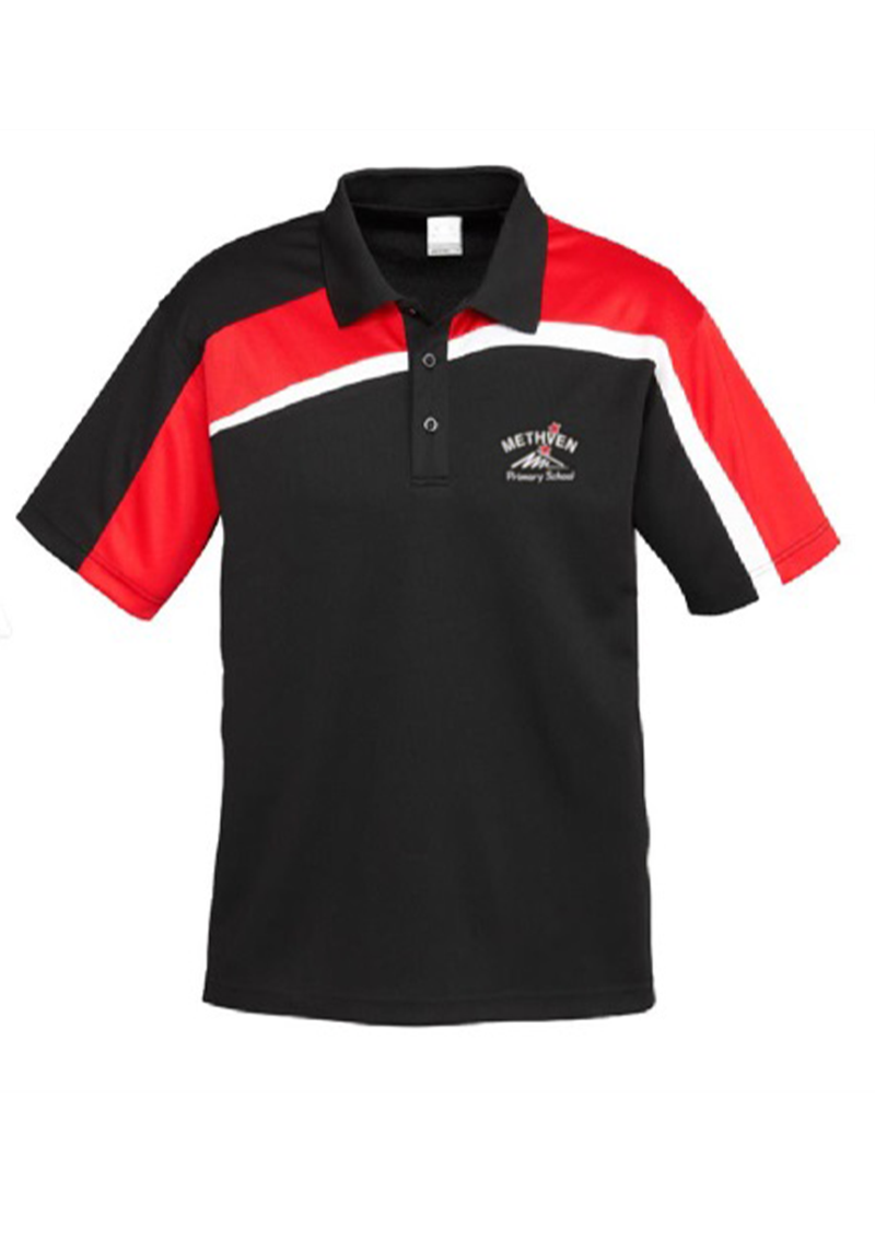 Methven Primary Polo Black/Red/White